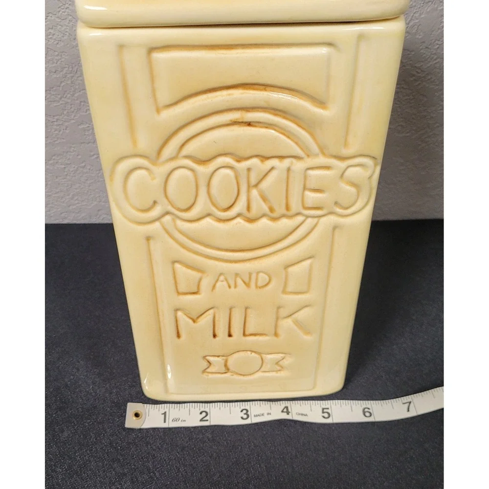 Vintage 1980s Ceramic Milk Carton Cookie Jar Kids Love Milk Retro Kitchen Decor